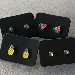 Set of 4 ~ Earrings ~ Fun Fruit Studs